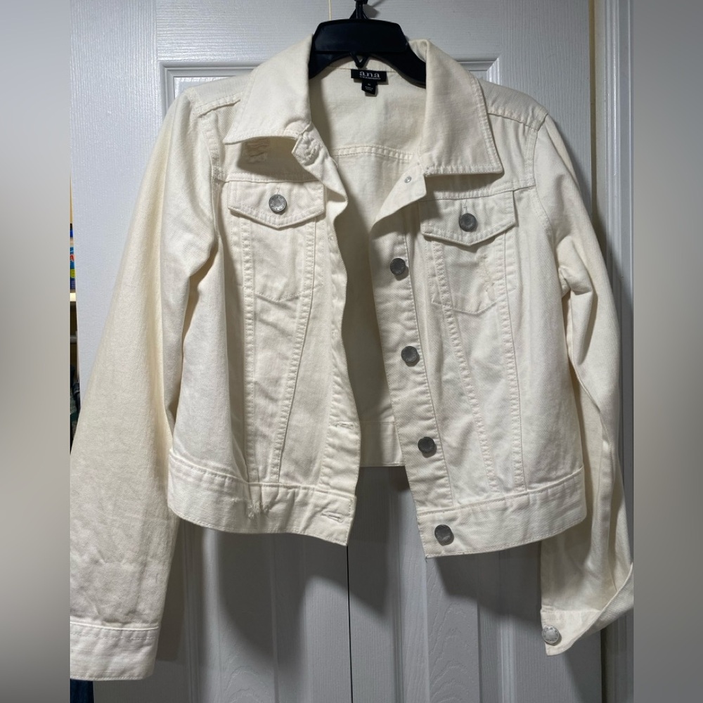 ANA medium off white distressed jean jacket